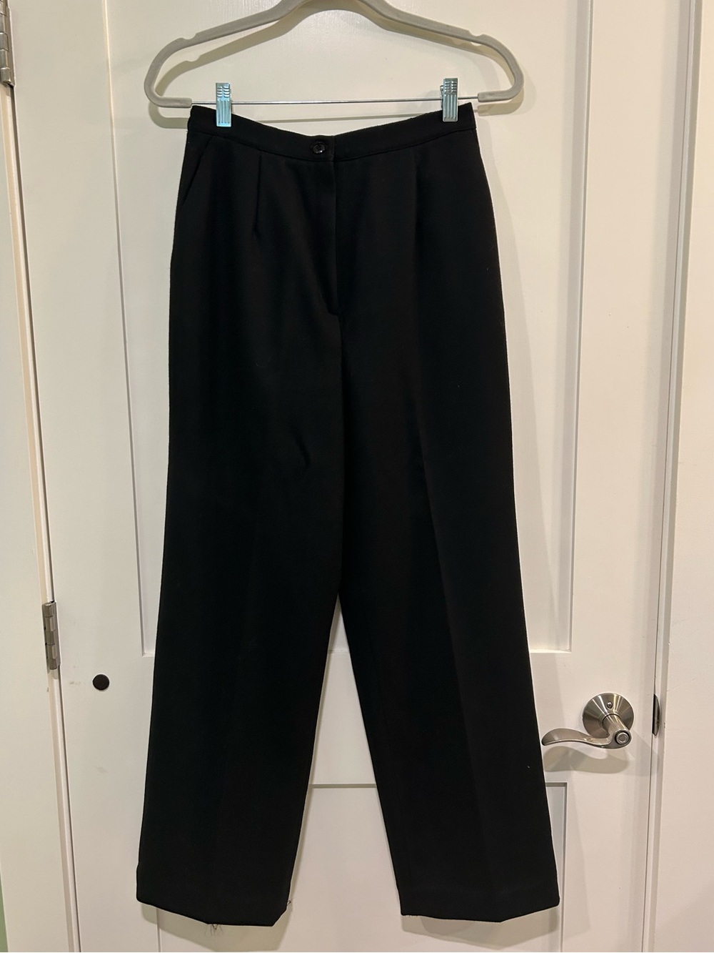 Vintage 1982 Filene’s Black Wool Wide Leg Trousers High Waist Size 12 Made USA